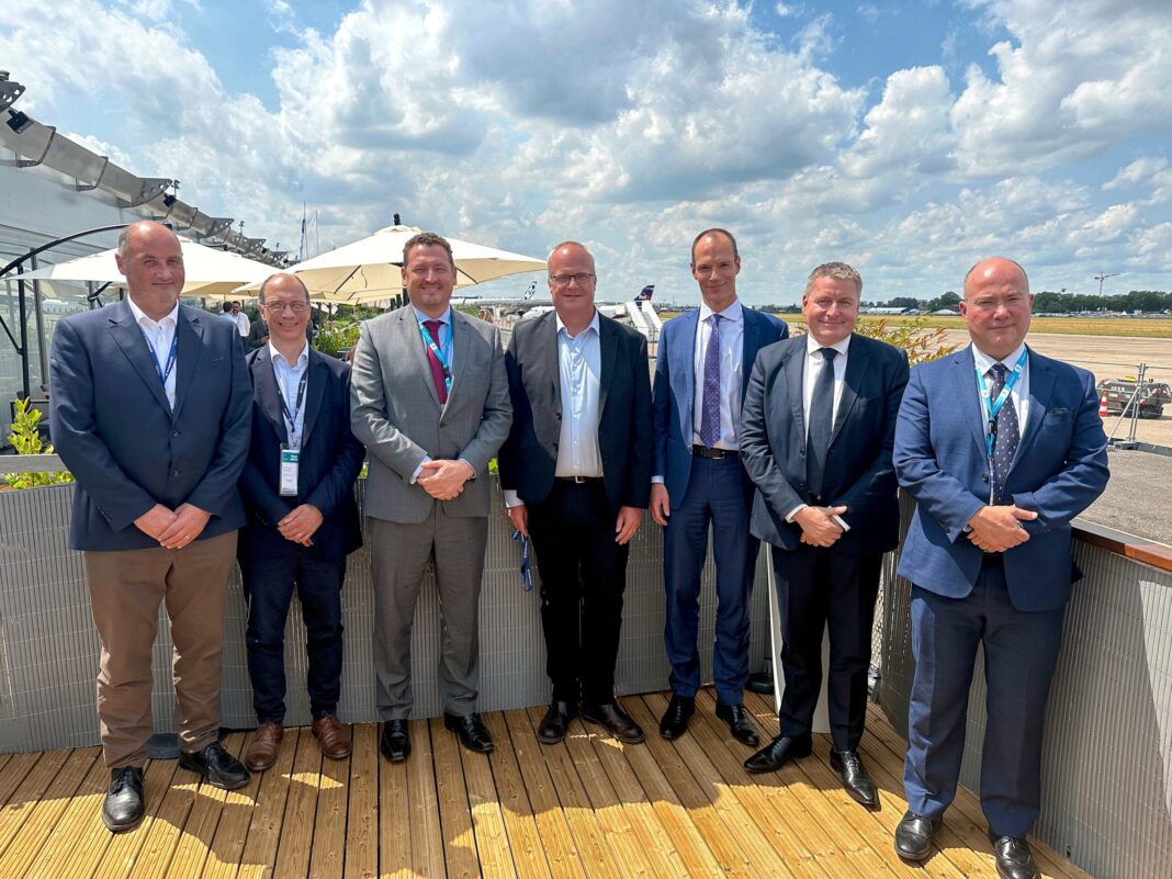 Solvay and Zotefoams representatives at the signing event. Solvay and Zotefoams have signed a long-term supply agreement for Solef PVDF to be used in high-performance closed-cell foams for a wide range of lightweighting aircraft interior applications.
